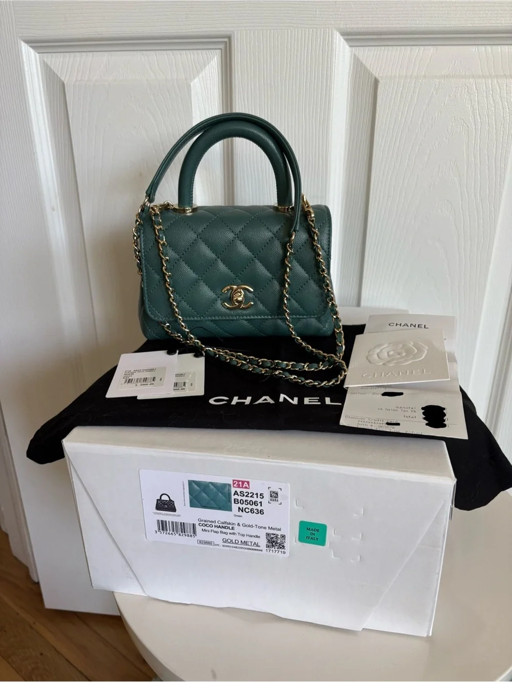CHANEL Mini Coco Handle in petrol green
